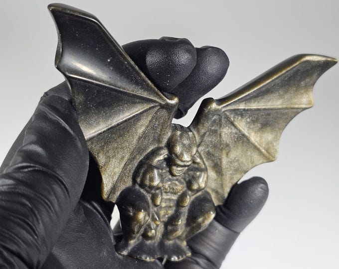 Golden Obsidian Gargoyle Carving