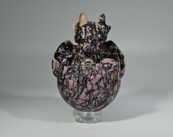Rhodonite Dragon Egg Carving