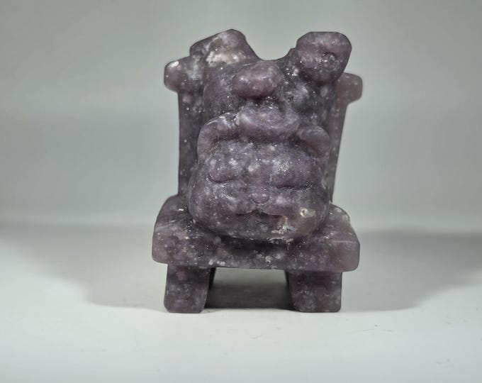 Lepidolite Cat in Chair Carving