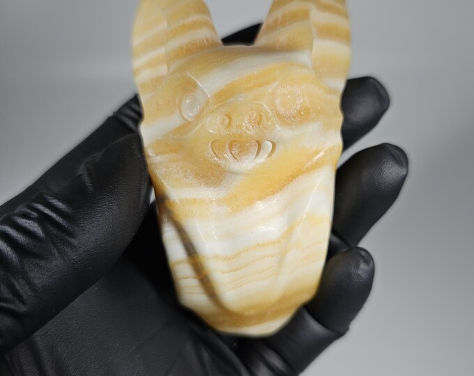 Orange Calcite Bat Carving