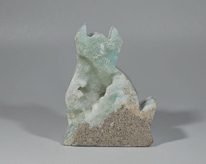 Hemimorphite Cat Carving