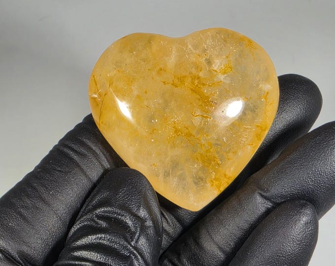 Golden Healer Heart Palm Stone 1.4"