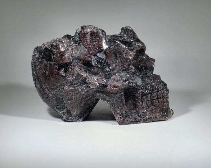 Garnet in Arfvedsonite Skull Bowl Carving