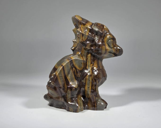 Bamboo Jasper Dragon Carving