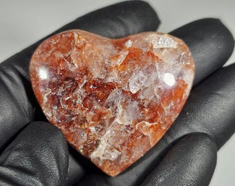1.3" Fire Quartz Heart Palm Stone