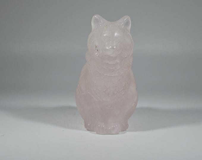 Rose Quartz Dog Carving 2.4"
