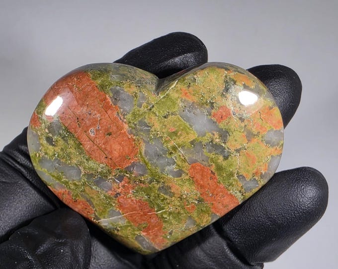 Unakite Heart Palm Stone