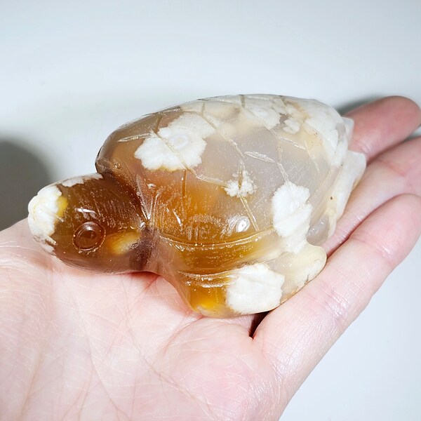 Flower Agate Turtle Carving