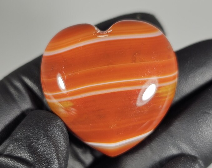 1.1" Banded Carnelian Heart Palm Stone