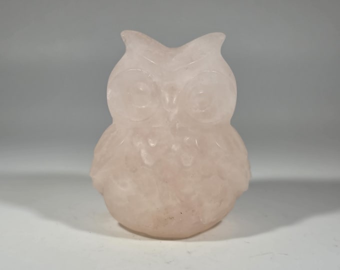 Rose Quartz Owl Carving
