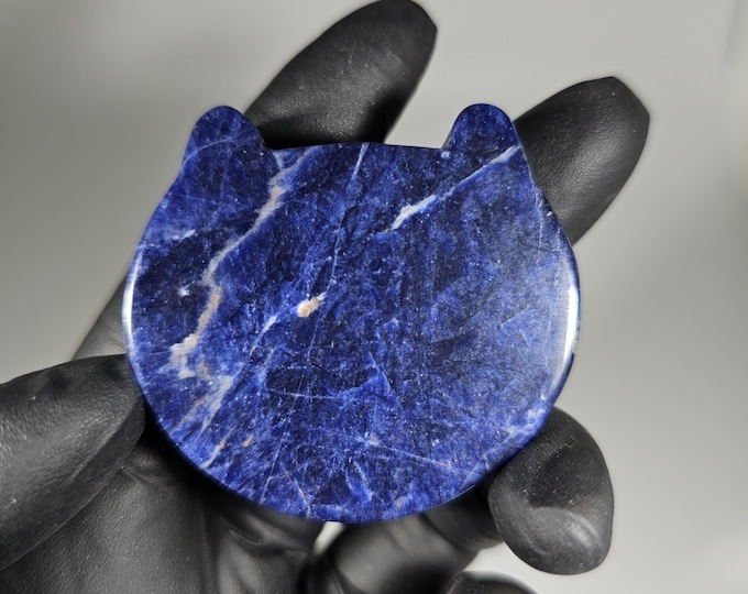 Sodalite Cat Head Carving *Imperfect