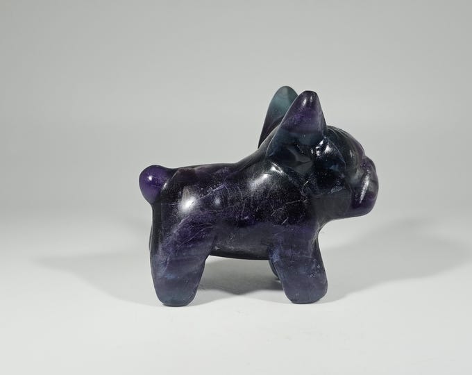 Rainbow Fluorite Dog Carving