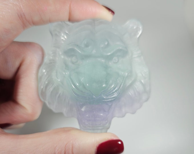 Fluorite Tiger Head Carving