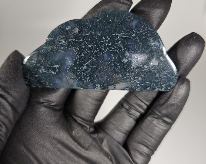 Small Moss Agate Cloud Carving