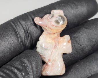 Mini Pink Crazy Lace Agate Seahorse Carving