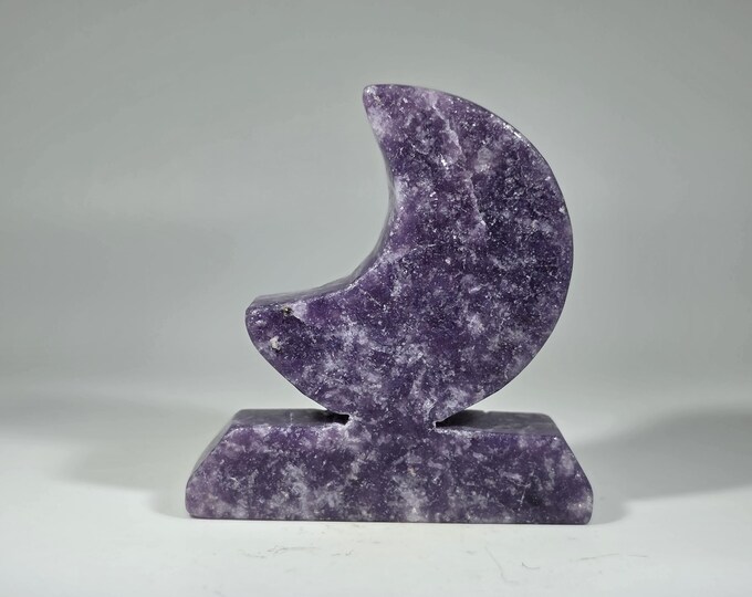 Lepidolite Moon Carving