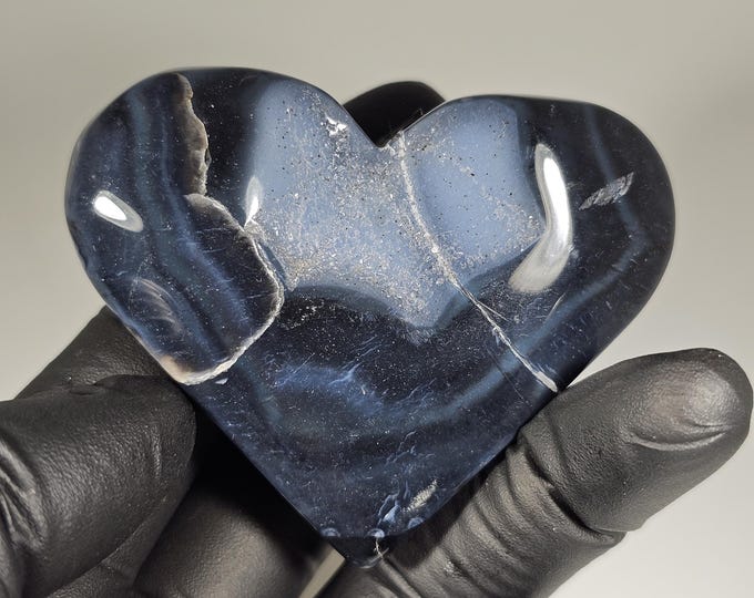 Druzy Black Agate Heart