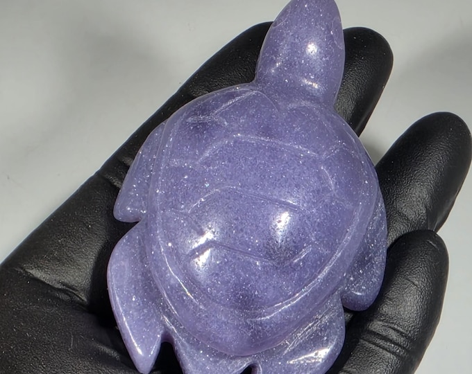 Lepidolite Turtle Carving
