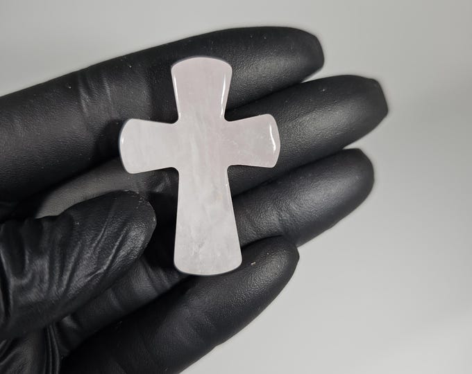 Rose Quartz Cross Carving