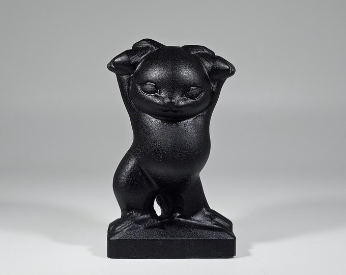 Obsidian Cat Carving