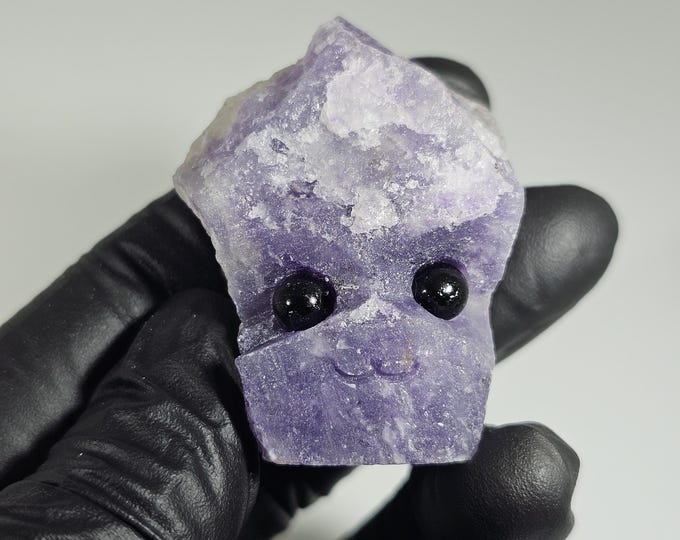 Unicorn Stone Pet Rock Carving Lepidolite Smoky Quartz Pink Tourmaline