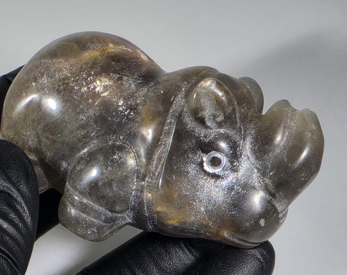 Black Moonstone Rhinoceros Carving