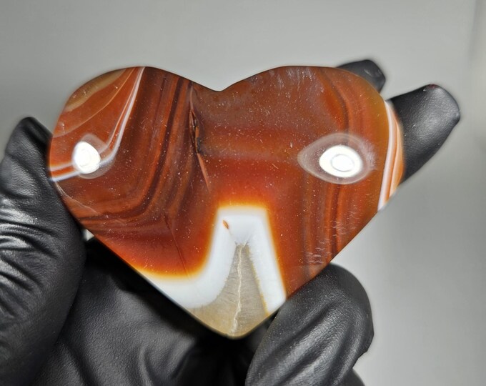 Banded Carnelian Heart Palm Stone