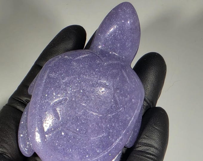 Lepidolite Turtle Carving