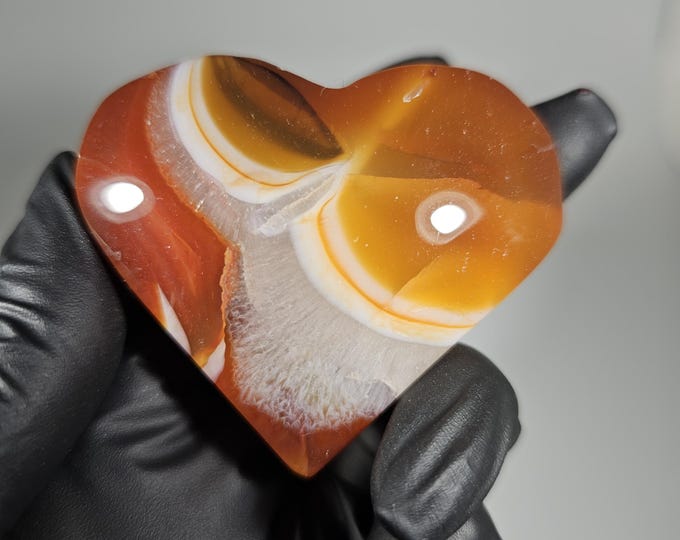 Banded Carnelian Heart Palm Stone
