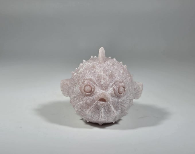 Pink Opal Puffer Fish Carving