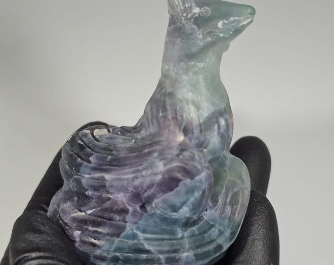 2.3" Fluorite Nine Tail Fox Carving