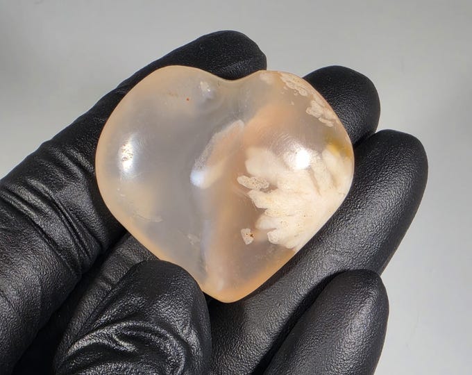Flower Agate Heart Palm Stone 1.3"