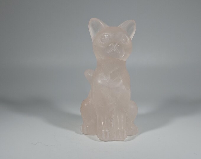 Rose Quartz Cat Carving