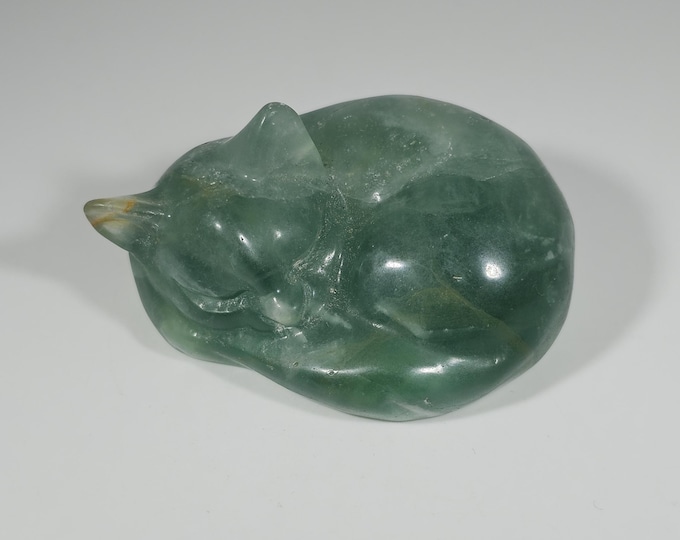 Fluorite Sleeping Cat Carving