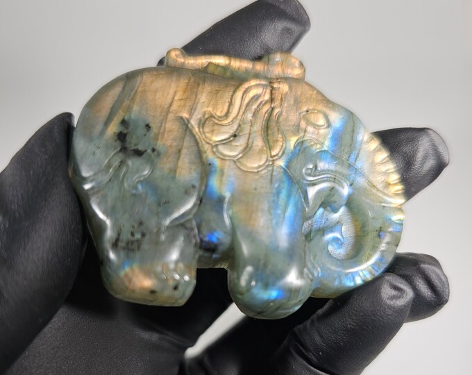 Labradorite Elephant Carving