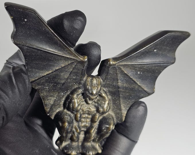 Golden Obsidian Gargoyle Carving