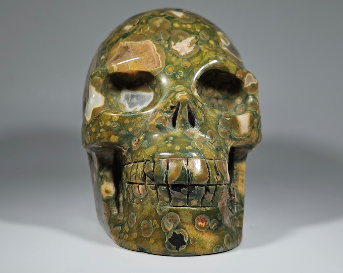 Large Rainforest Jasper Skull Carving