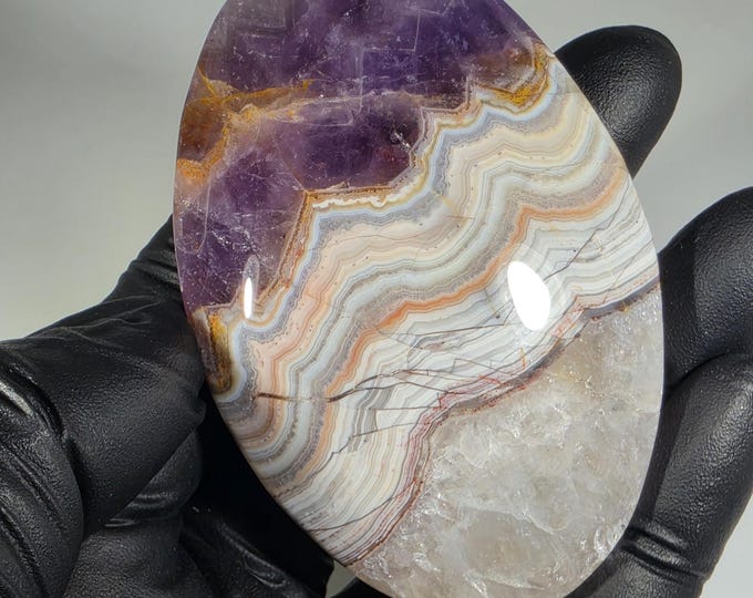 Amethyst Lace Agate Palm Stone