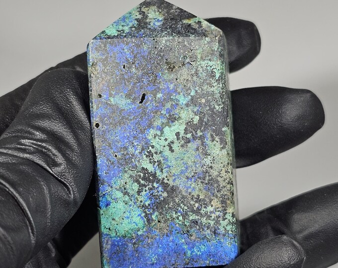 Azurite with Malachite Tower