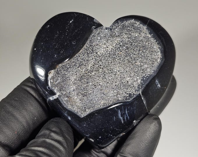 Druzy Black Agate Heart
