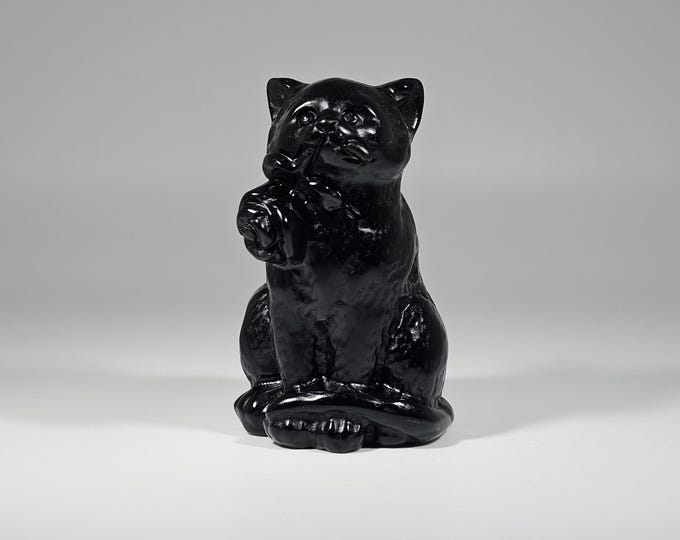 Obsidian Cat Carving