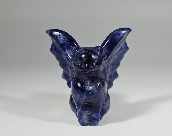 Sodalite Winged Cat Carving