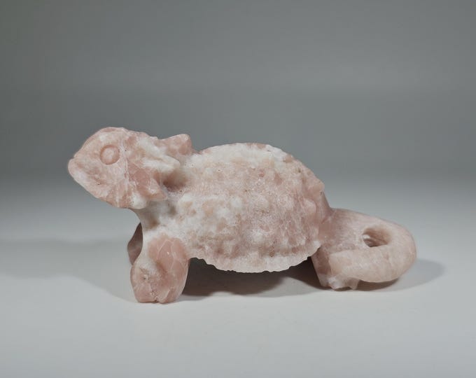 Pink Opal Horned Lizard Carving