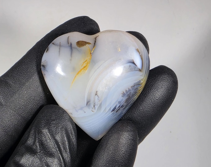 Dendritic Agate Heart Stone