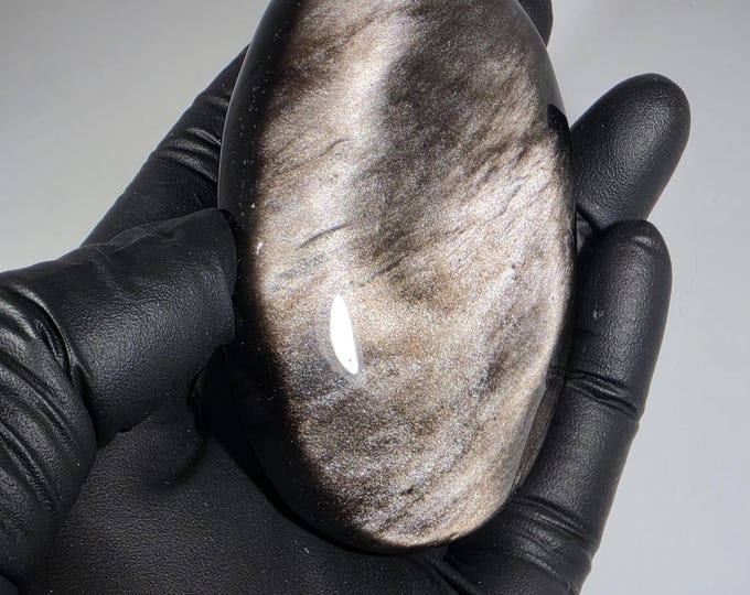 Silver Obsidian Palm Stone