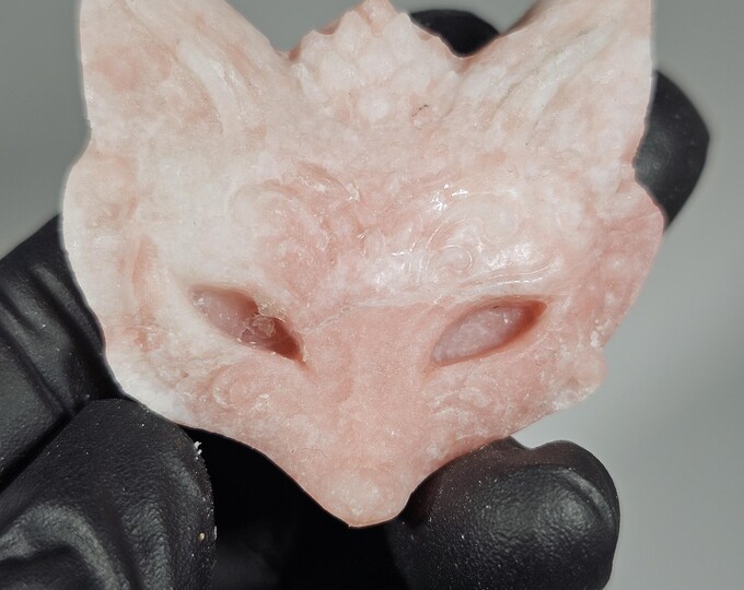 Pink Opal Fox Head Carving