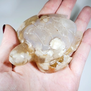 Flower Agate Turtle Carving