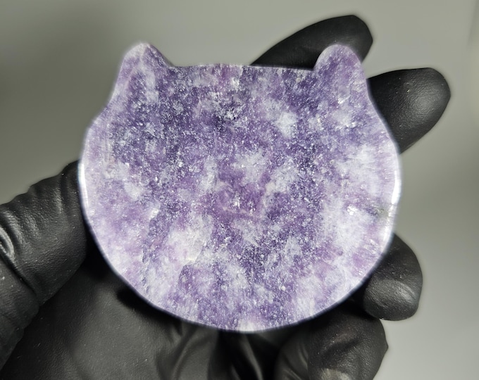 Lepidolite Cat Head Carving