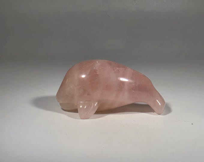 Rose Quartz Manatee Carving