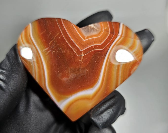 Banded Carnelian Heart Palm Stone